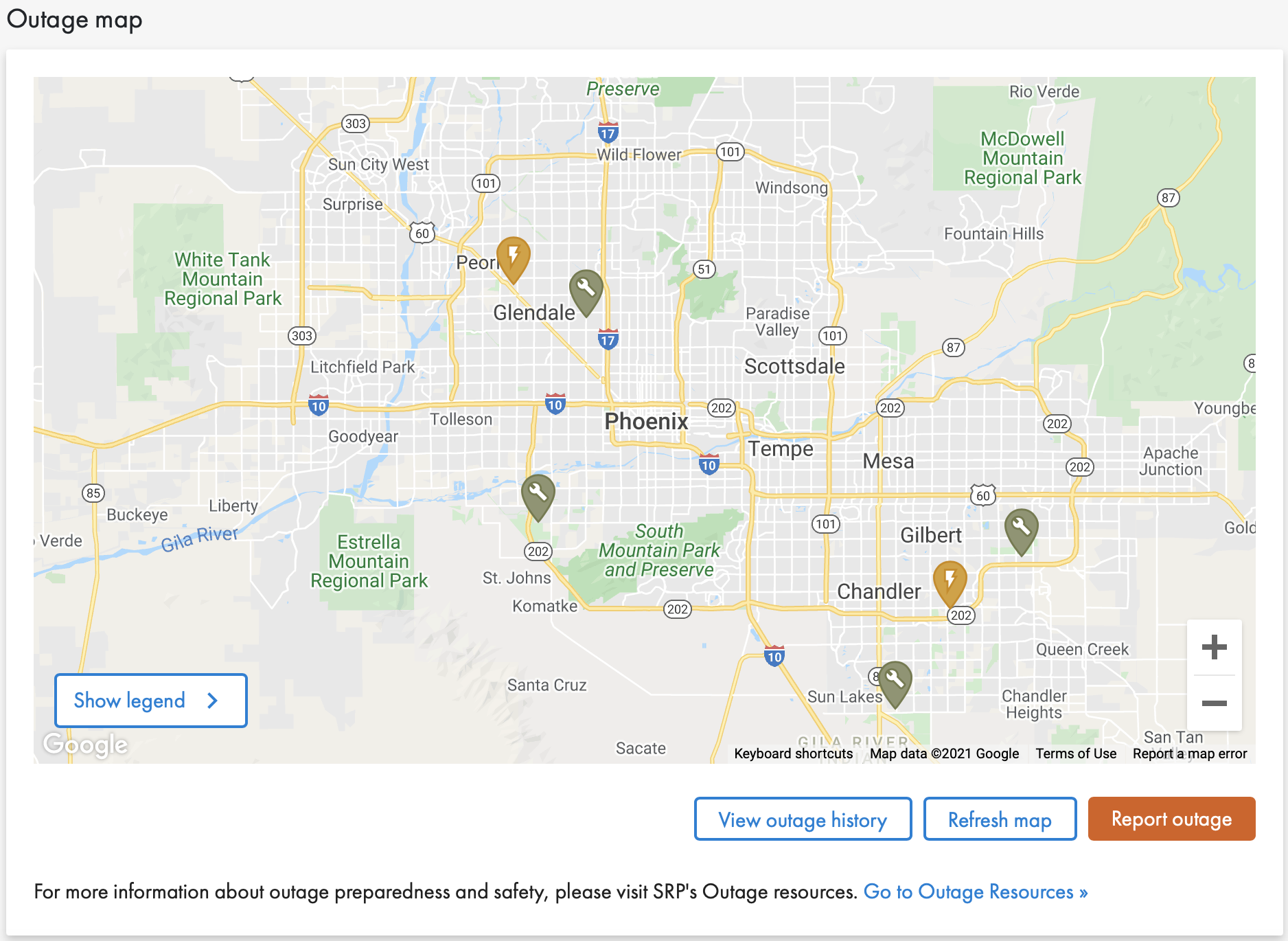 SRP Outage Map