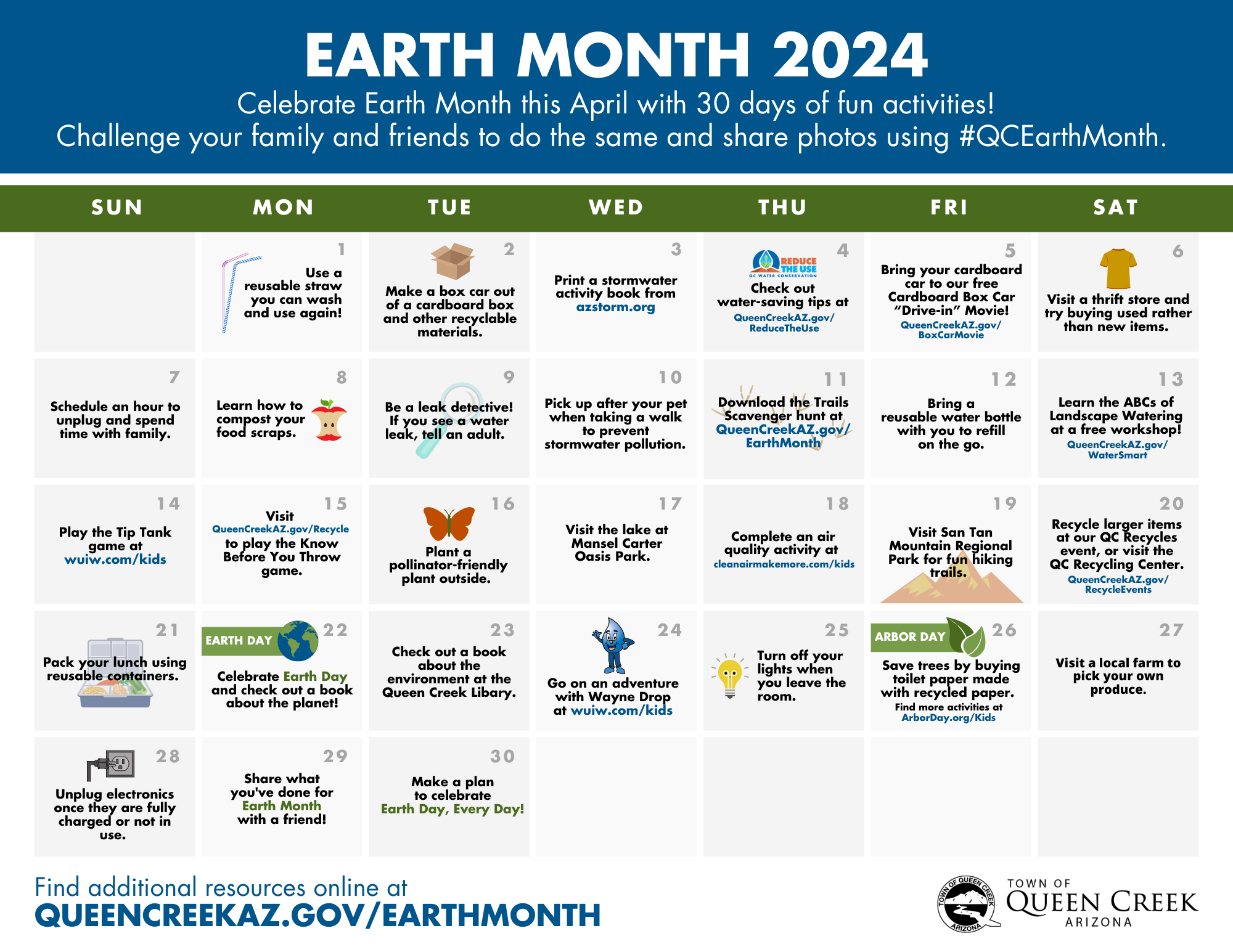 2024 Earth Month Activity Calendar